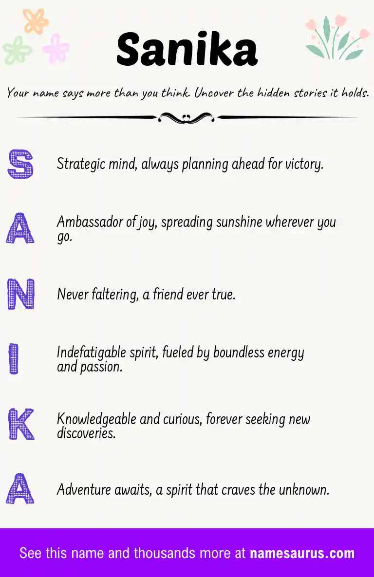 Acrostic poem about Sanika.