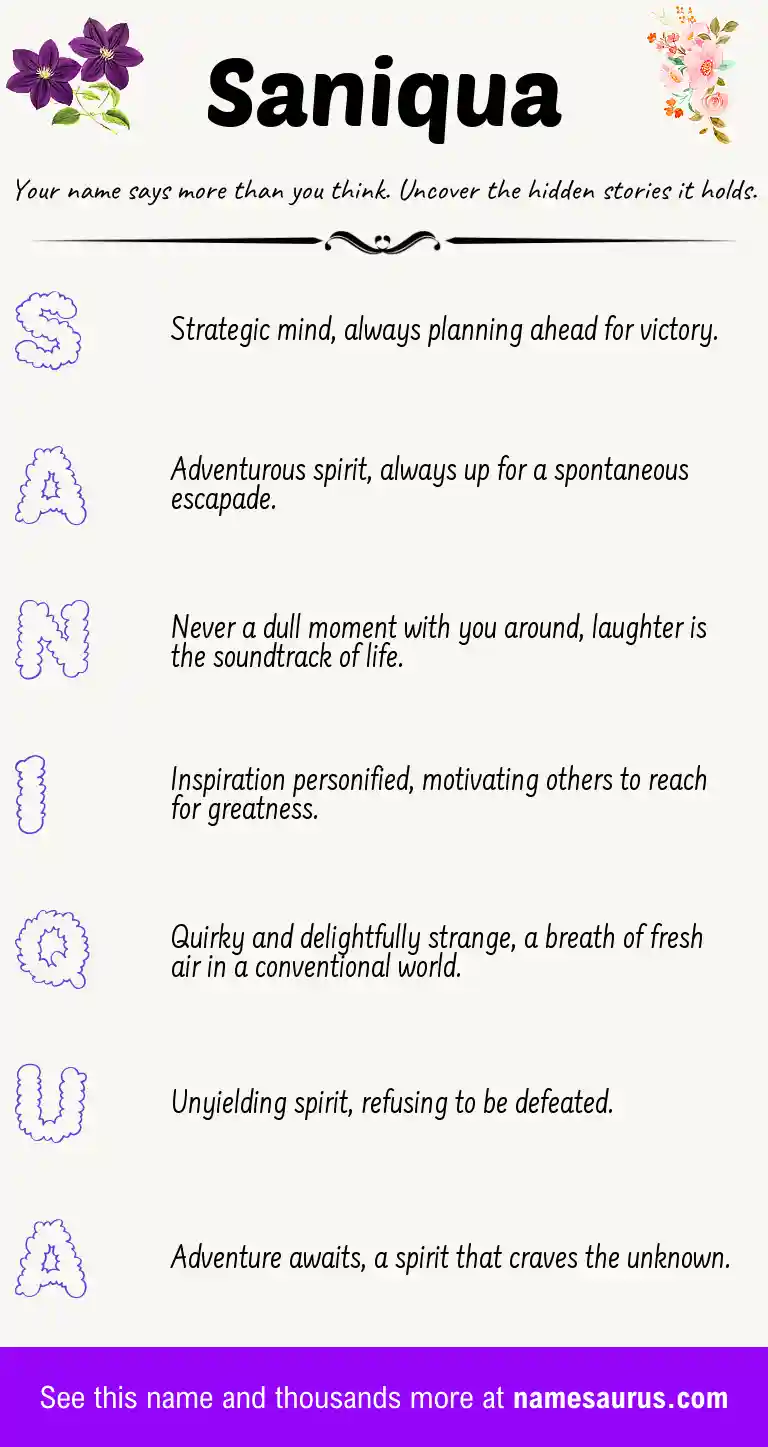 Acrostic poem about Saniqua.