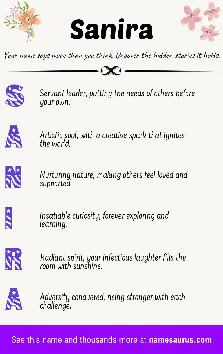 Acrostic poem about Sanira.