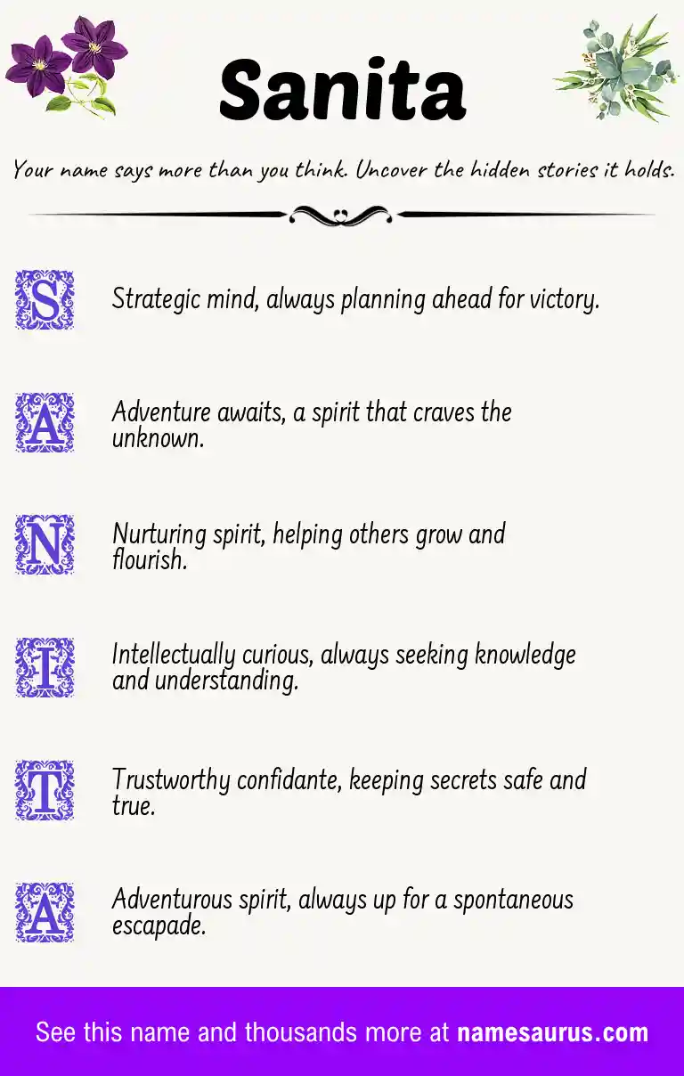 Acrostic poem about Sanita.