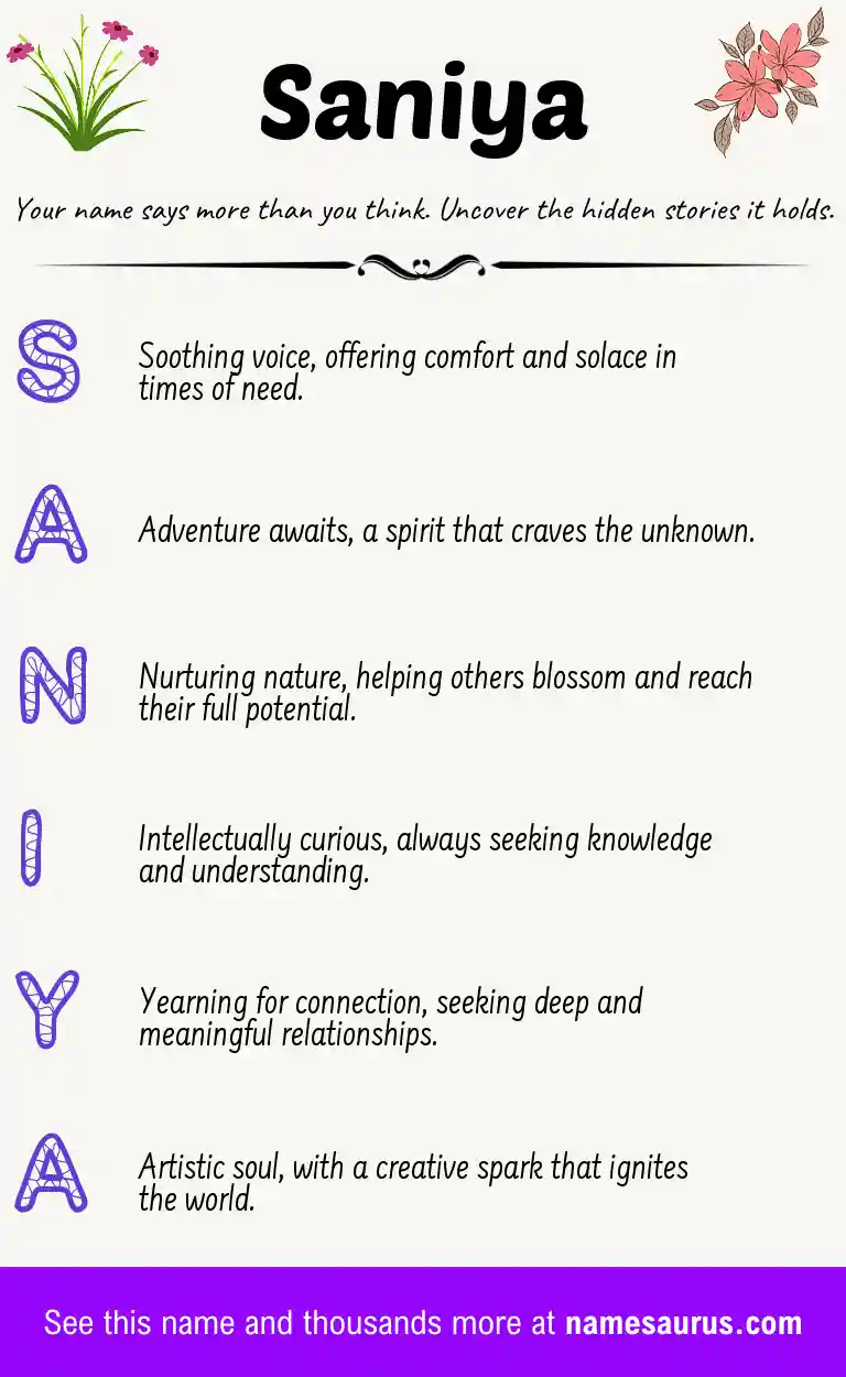 Acrostic poem about Saniya.