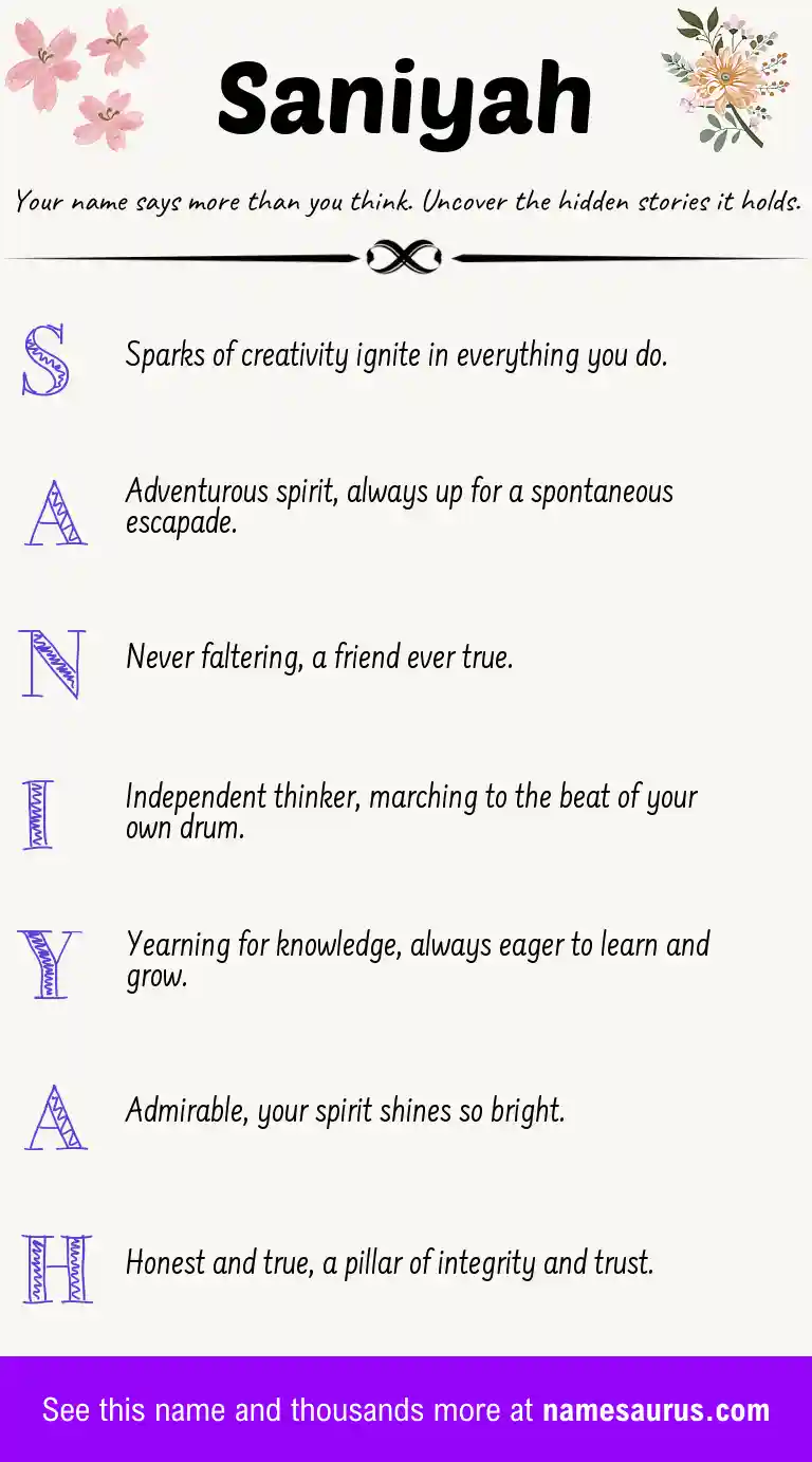 Acrostic poem about Saniyah.