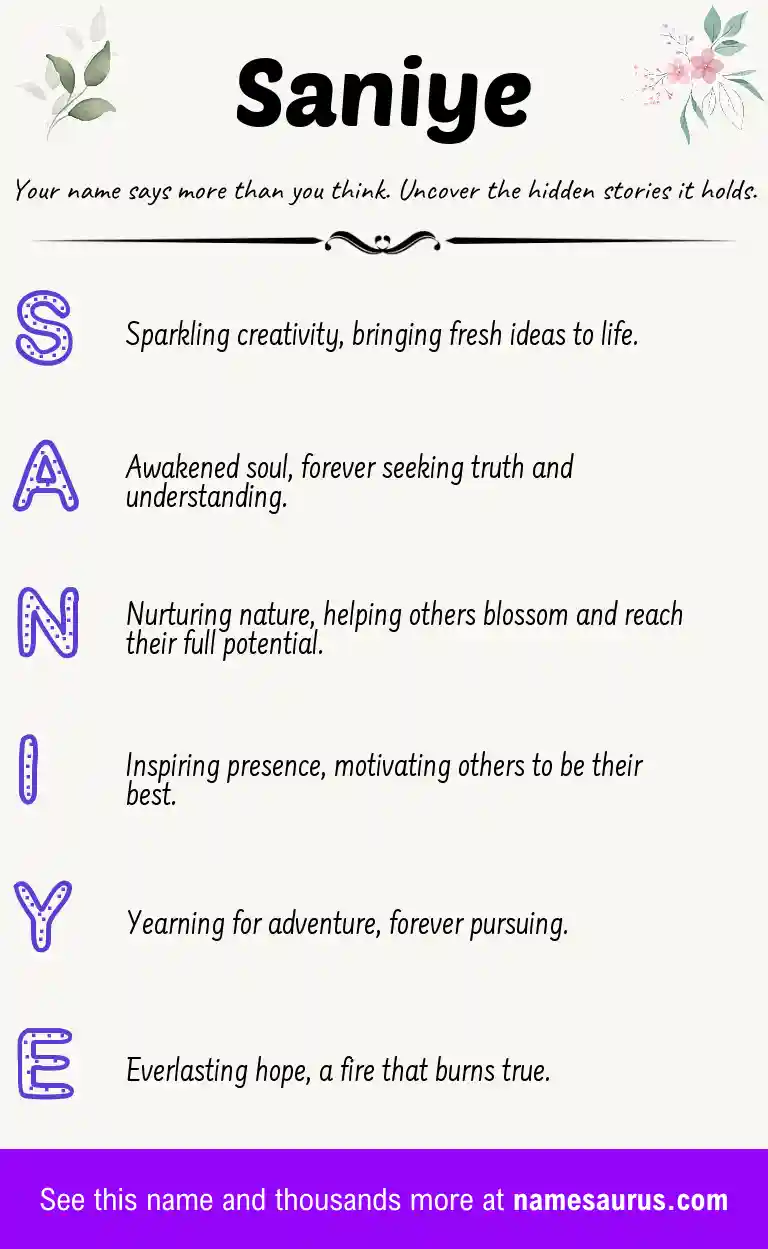 Acrostic poem about Saniye.