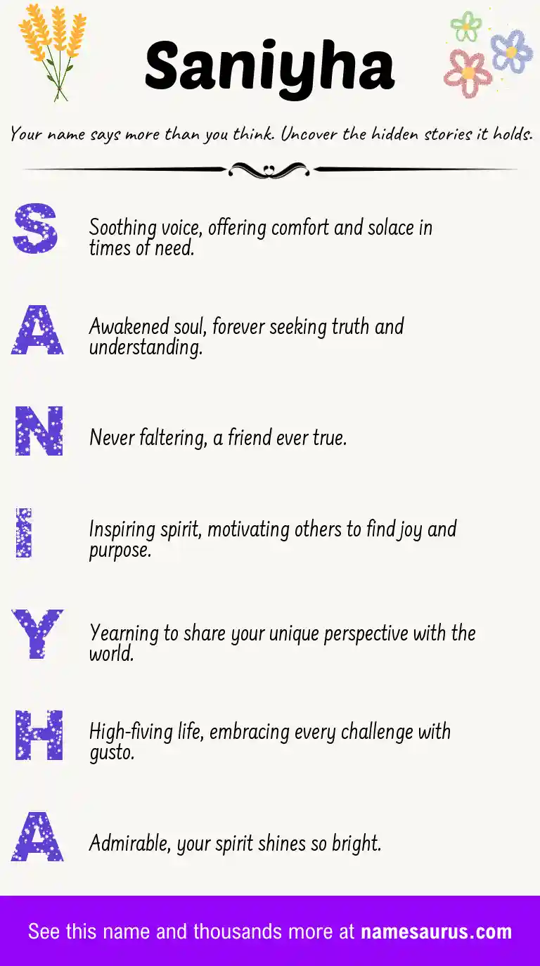 Acrostic poem about Saniyha.
