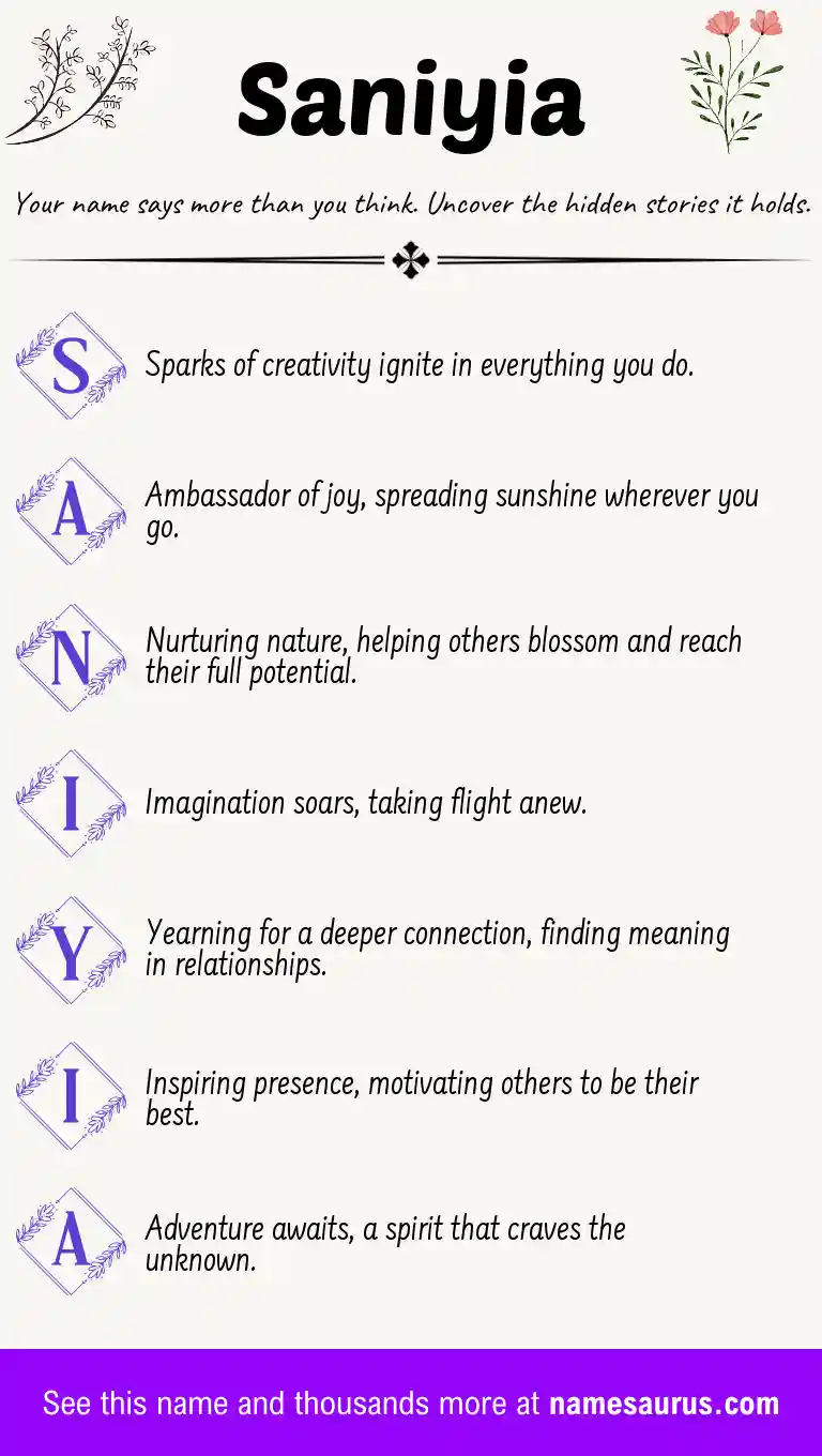 Acrostic poem about Saniyia.