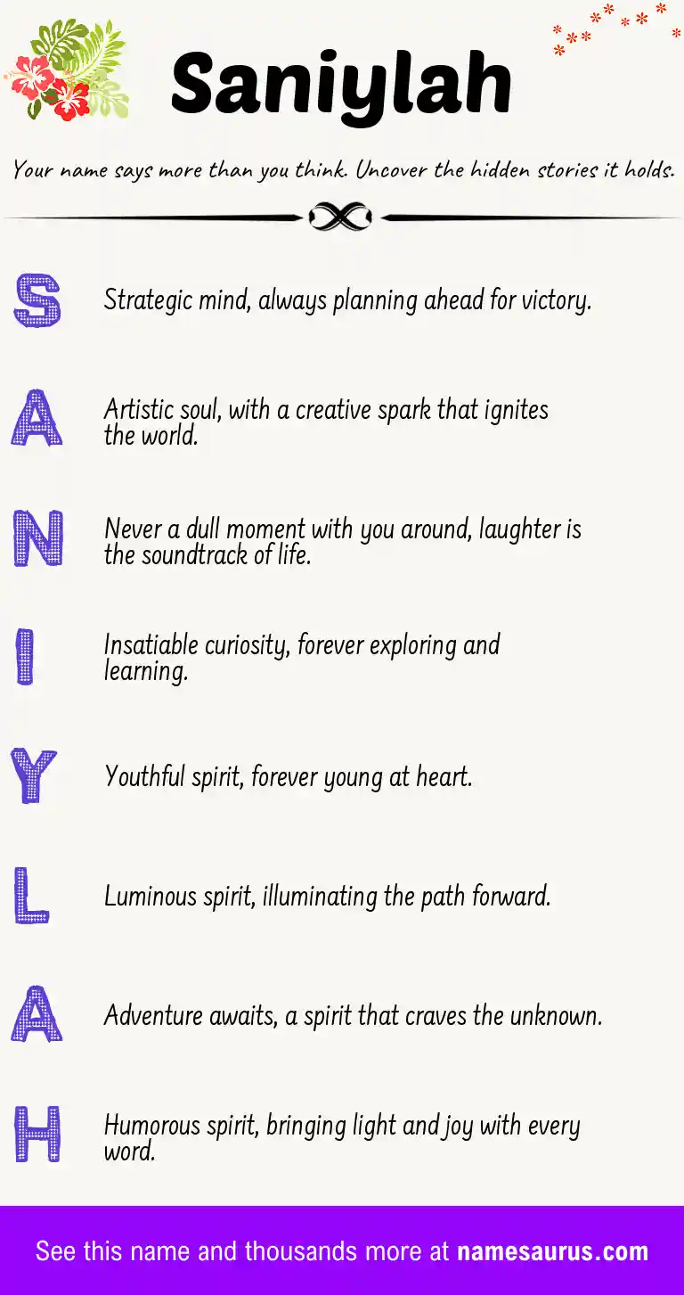 Acrostic poem about Saniylah.