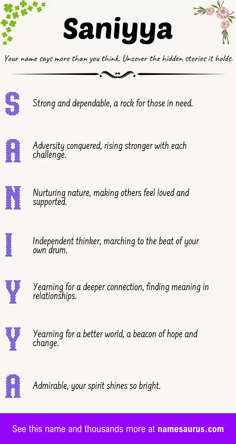 Acrostic poem about Saniyya.