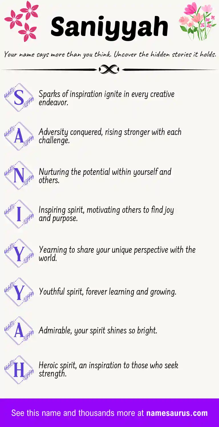 Acrostic poem about Saniyyah.