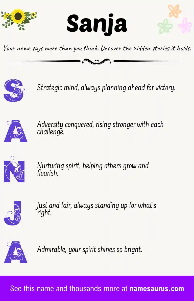 Acrostic poem about Sanja.