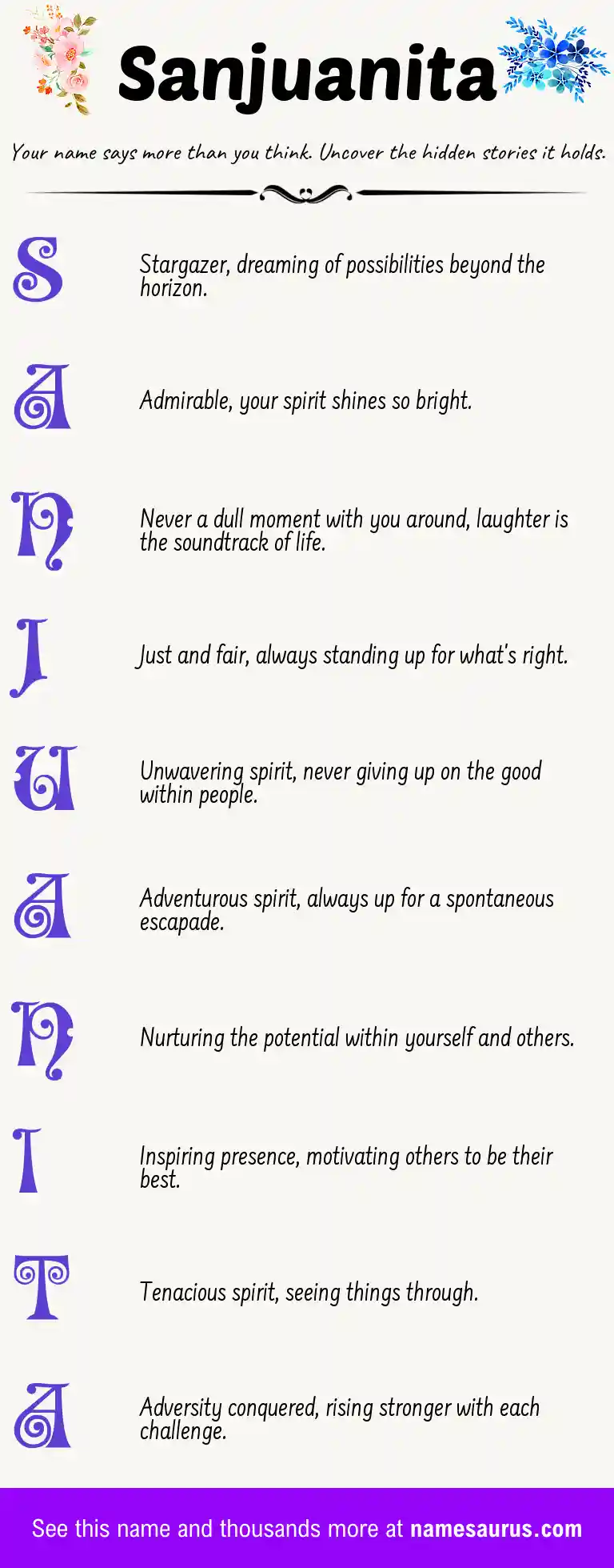 Acrostic poem about Sanjuanita.