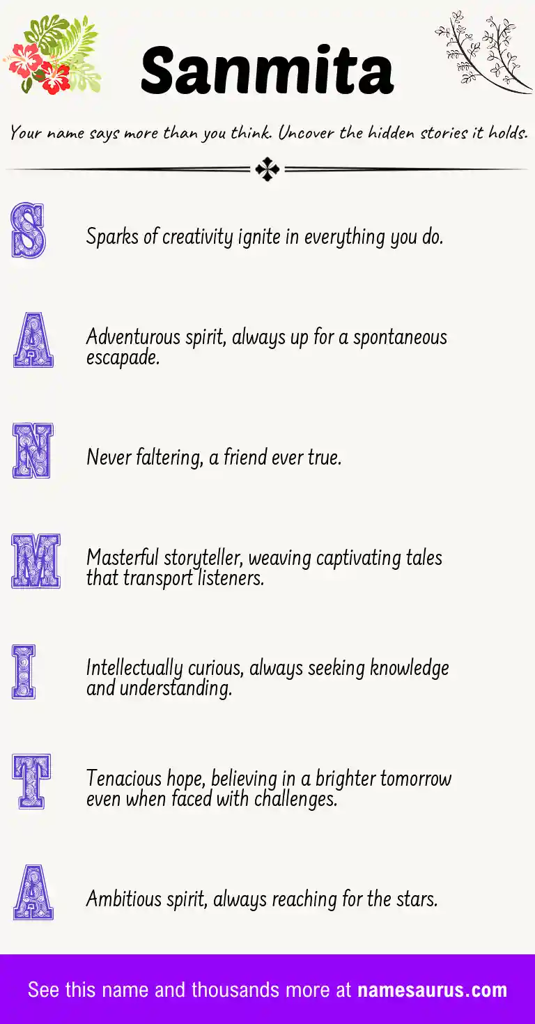 Acrostic poem about Sanmita.