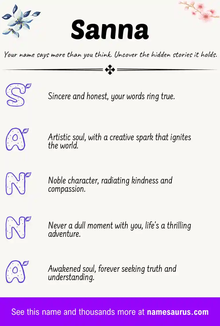 Acrostic poem about Sanna.