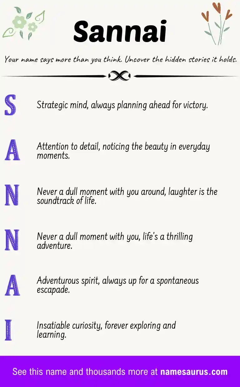 Acrostic poem about Sannai.