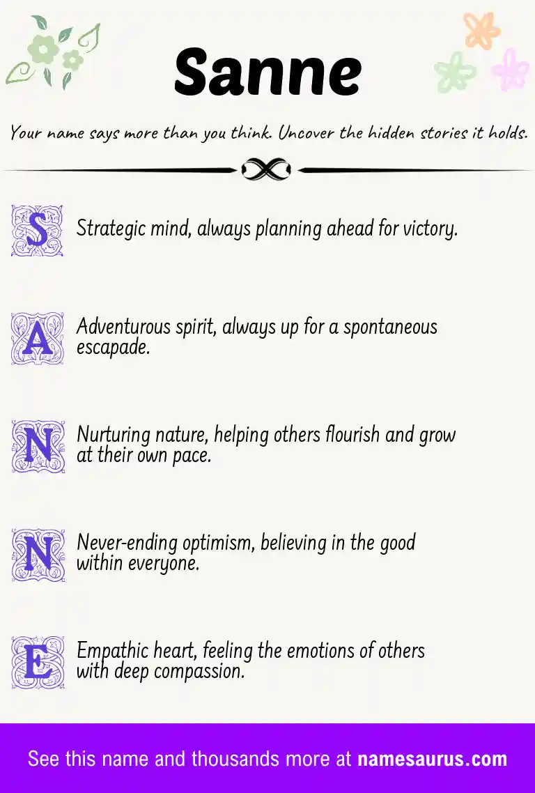 Acrostic poem about Sanne.