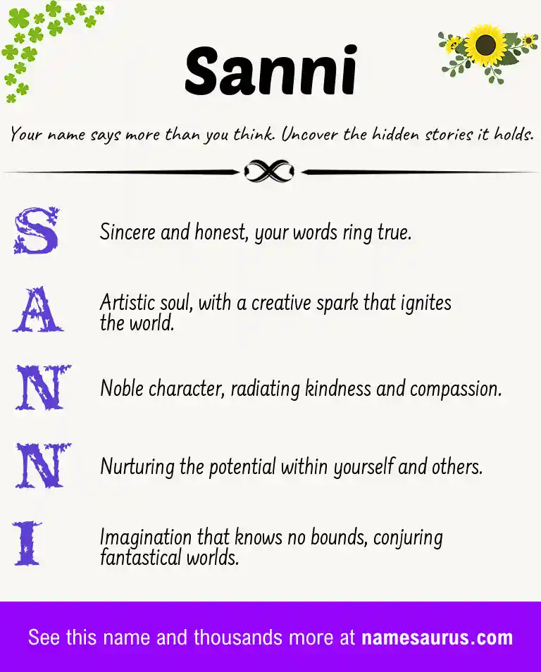 Acrostic poem about Sanni.