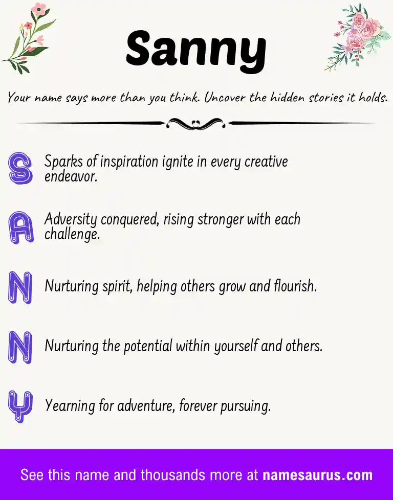 Acrostic poem about Sanny.