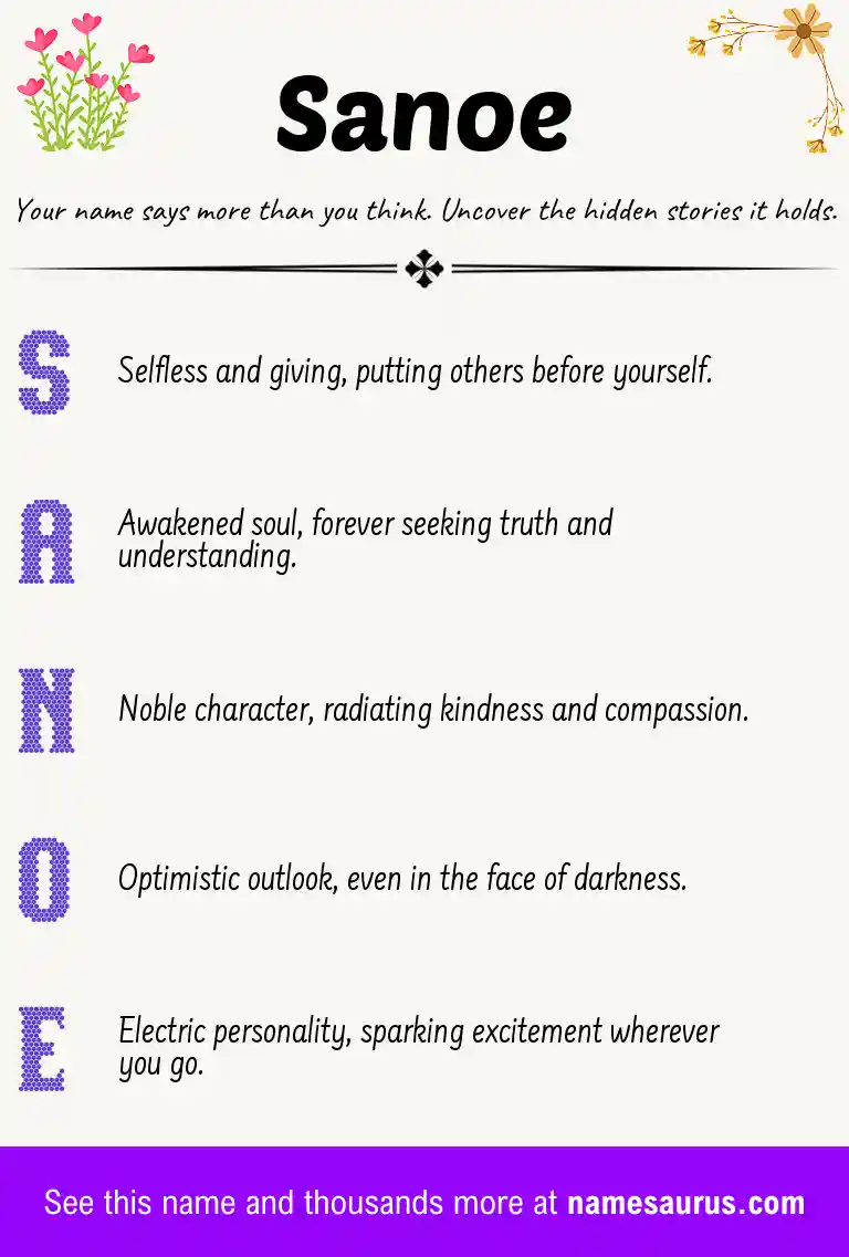Acrostic poem about Sanoe.