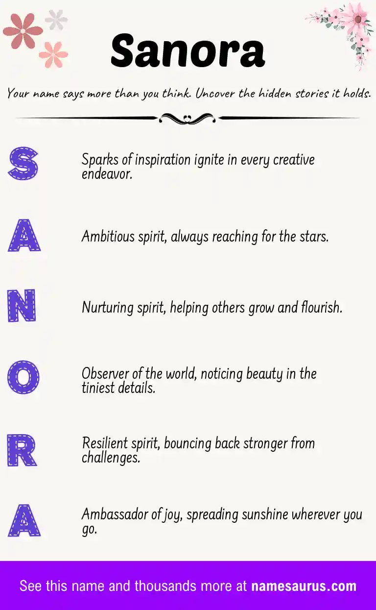 Acrostic poem about Sanora.