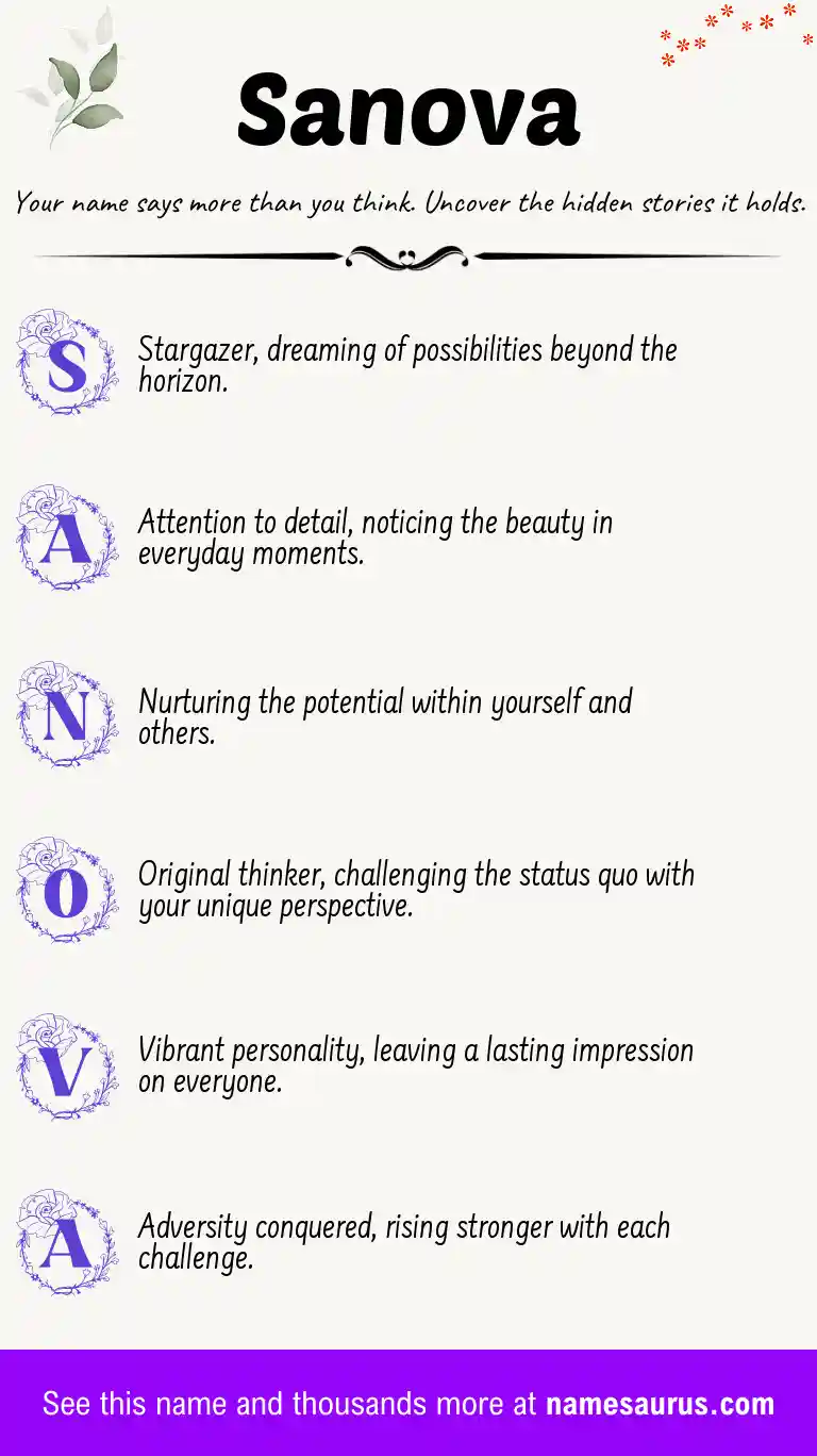 Acrostic poem about Sanova.