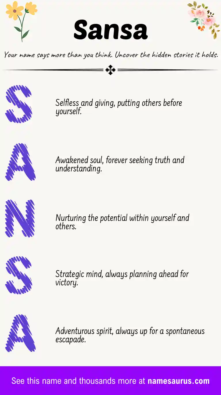 Acrostic poem about Sansa.