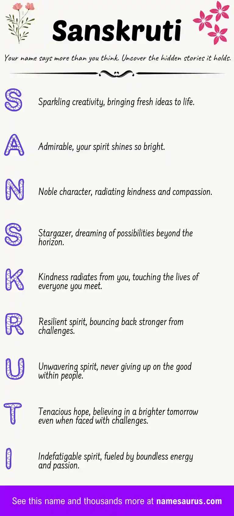 Acrostic poem about Sanskruti.