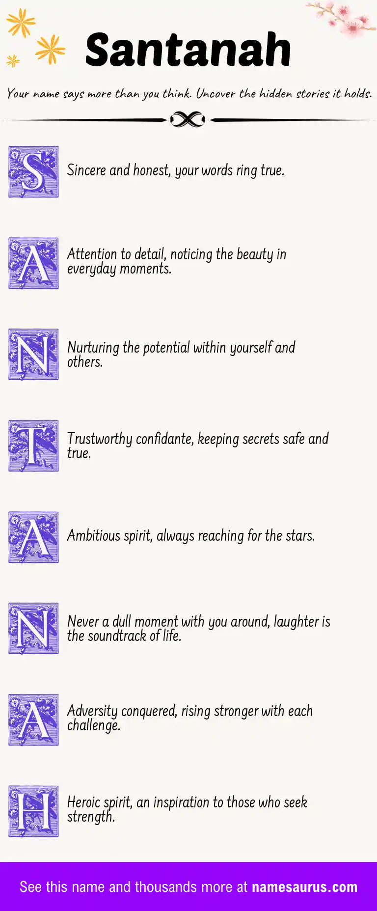 Acrostic poem about Santanah.