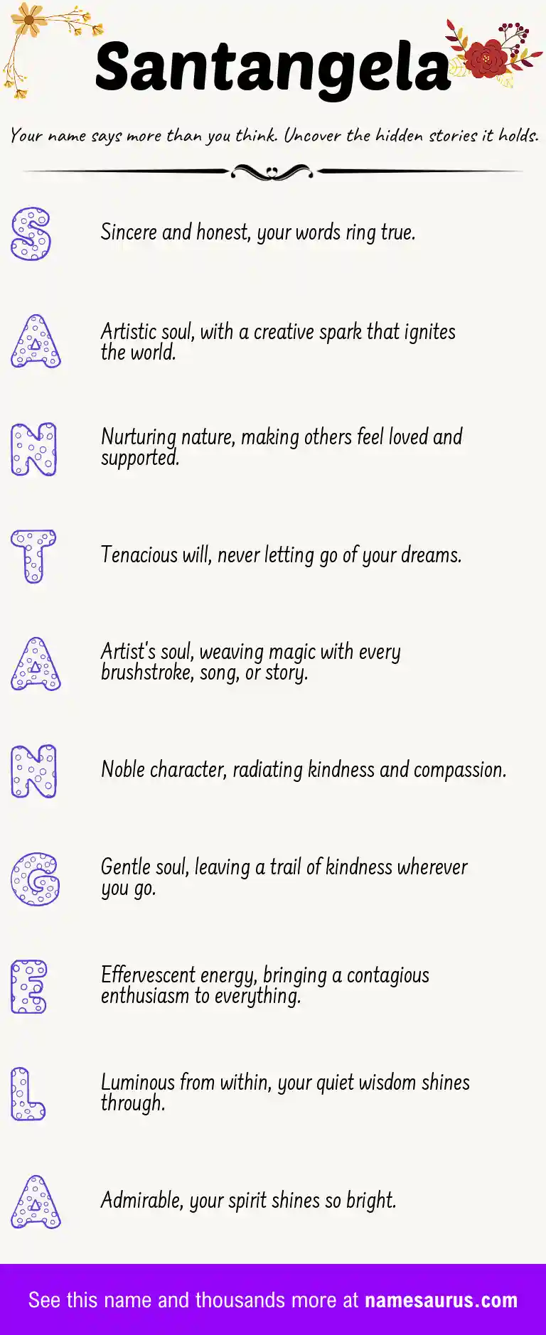 Acrostic poem about Santangela.