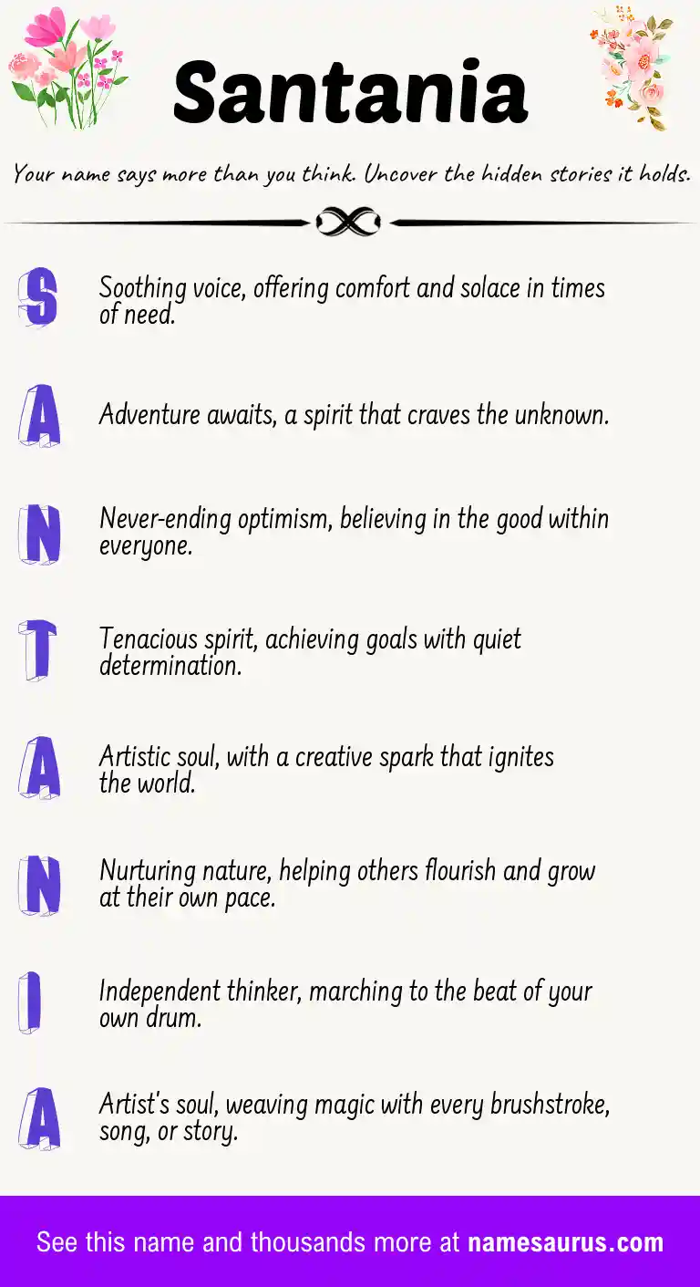 Acrostic poem about Santania.