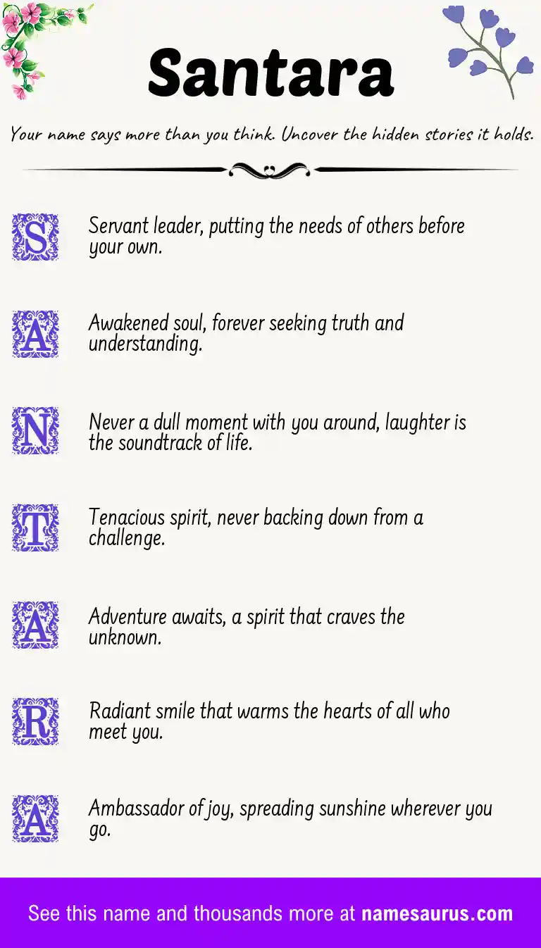 Acrostic poem about Santara.