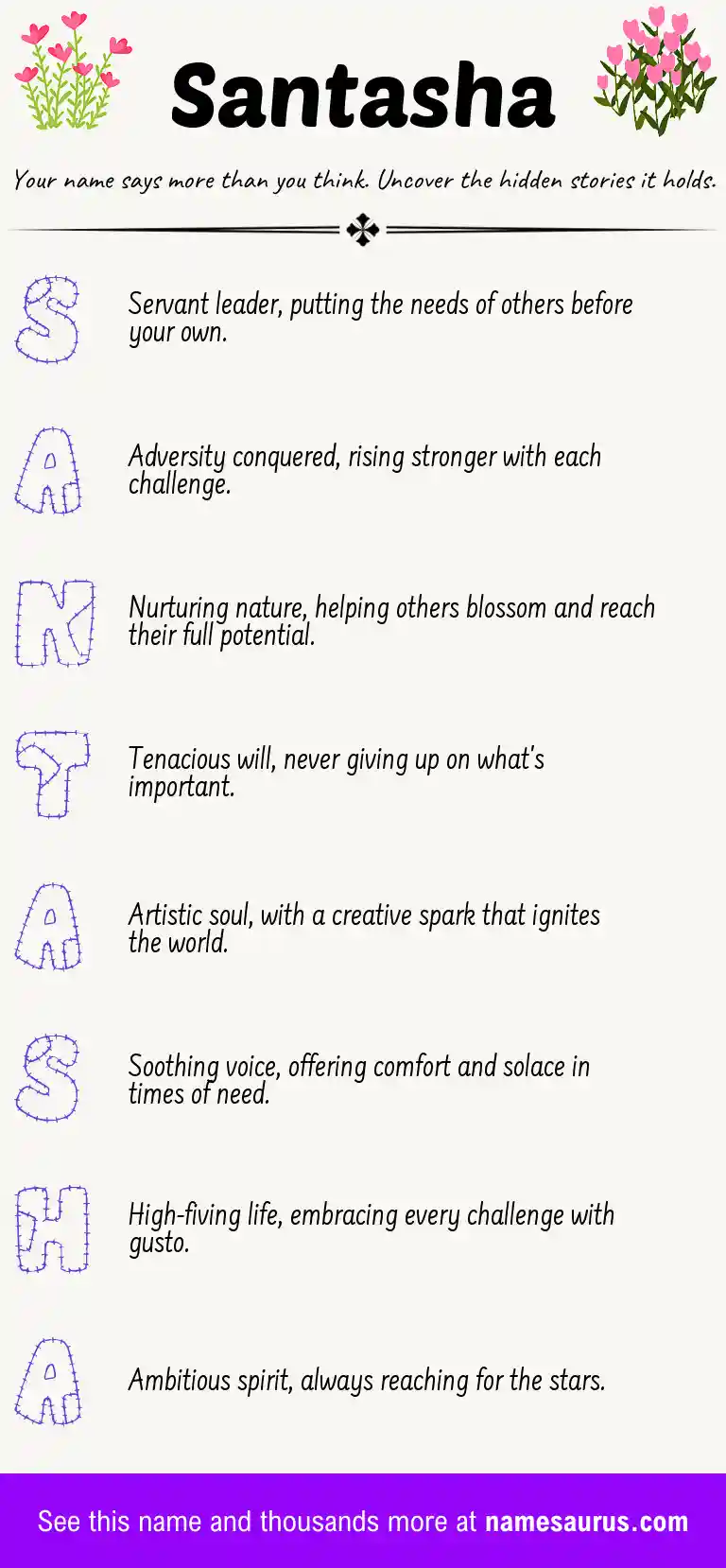 Acrostic poem about Santasha.