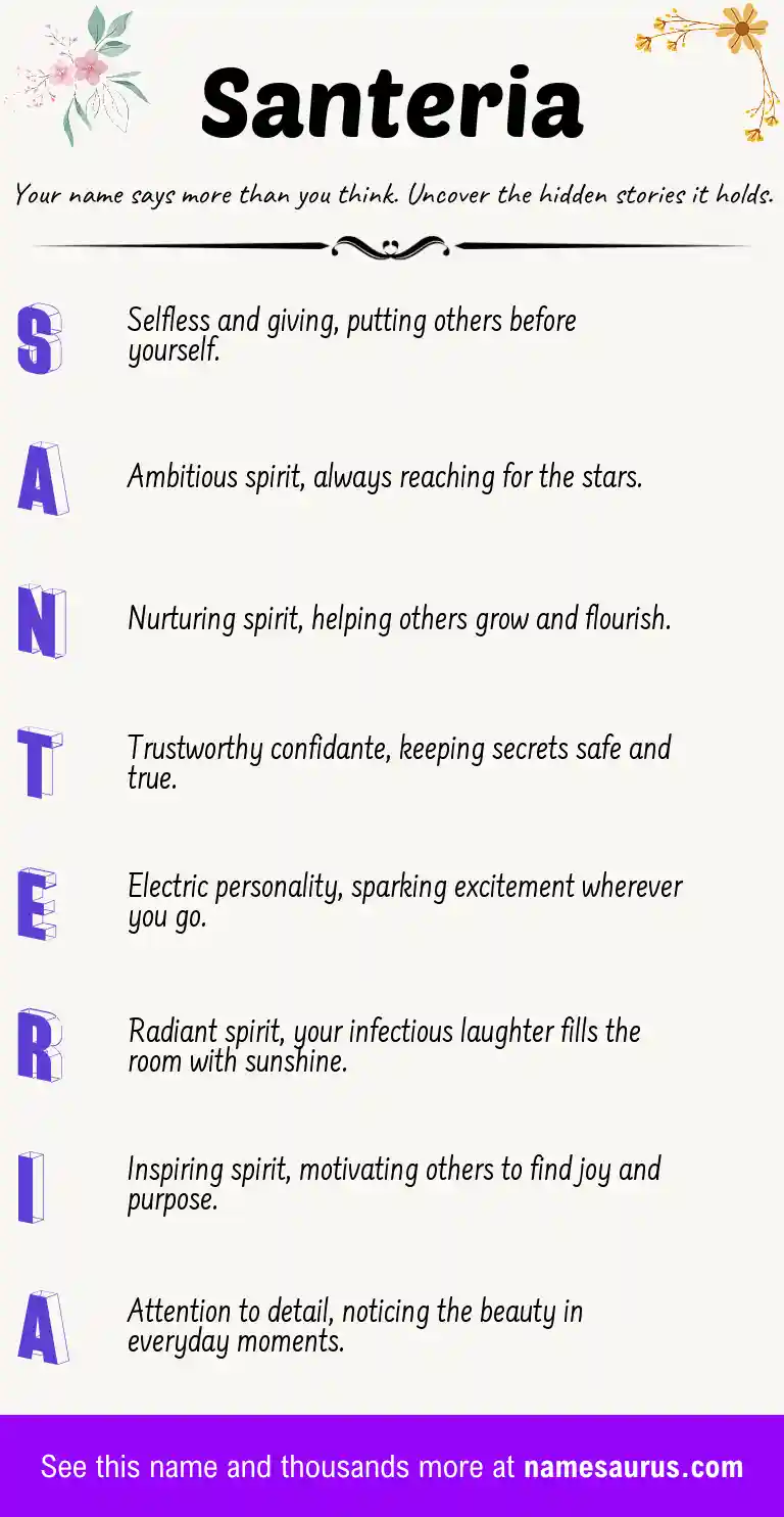 Acrostic poem about Santeria.