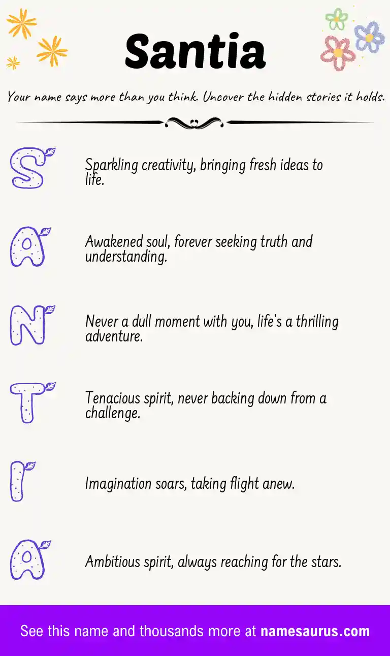 Acrostic poem about Santia.