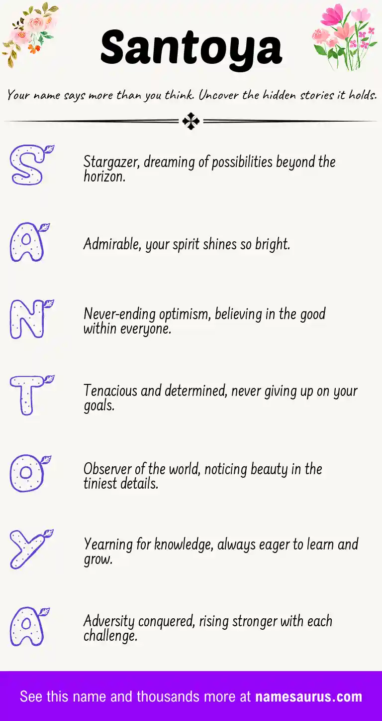 Acrostic poem about Santoya.