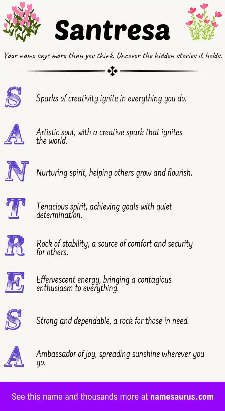 Acrostic poem about Santresa.