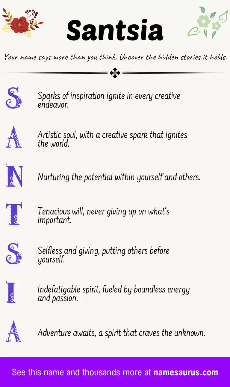 Acrostic poem about Santsia.