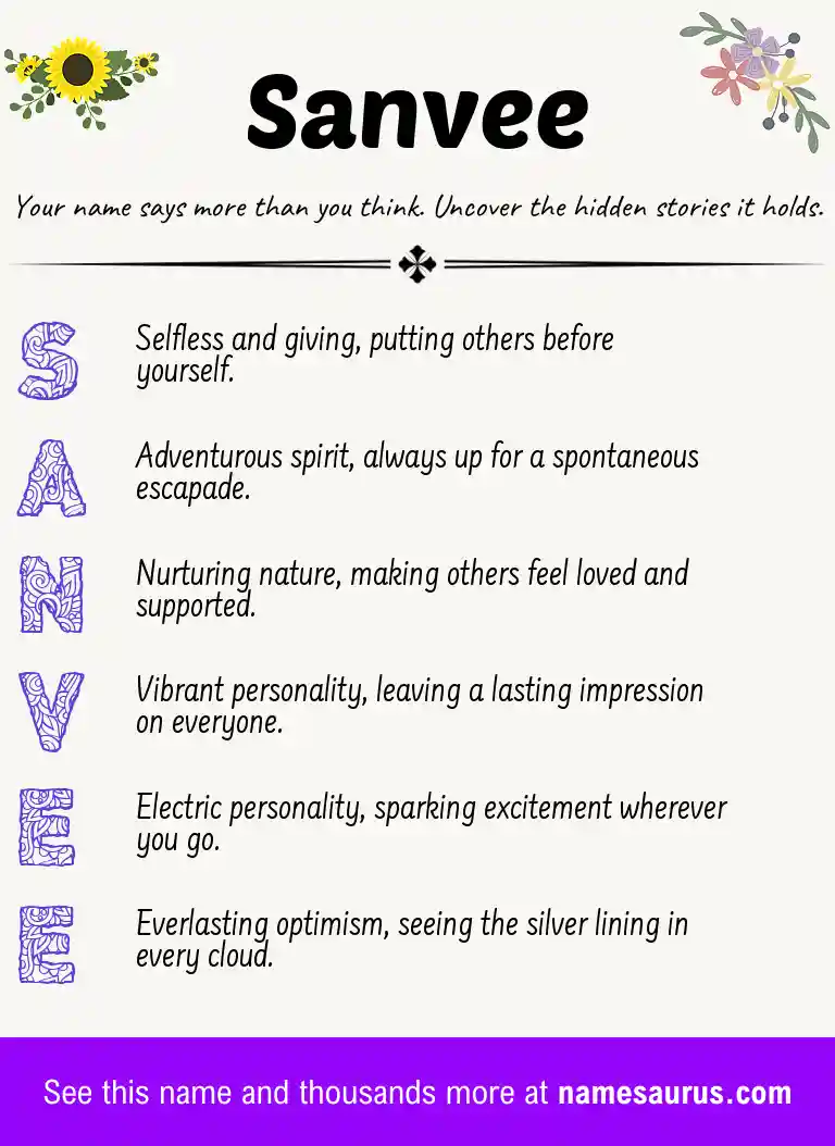 Acrostic poem about Sanvee.