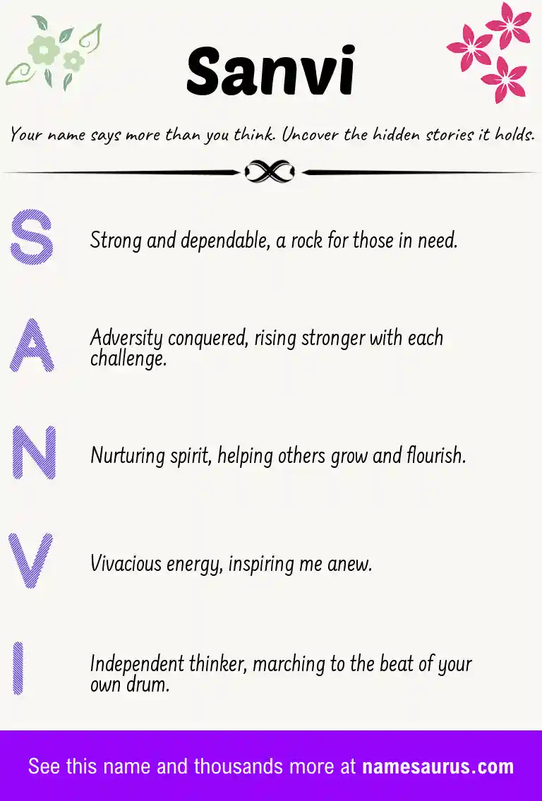 Acrostic poem about Sanvi.