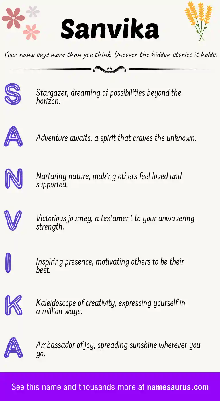 Acrostic poem about Sanvika.