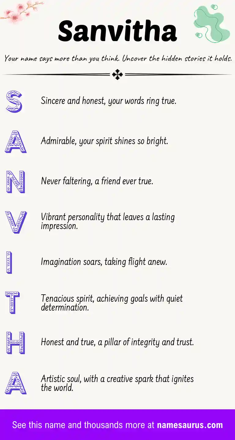 Acrostic poem about Sanvitha.