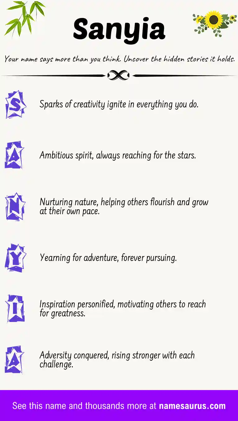 Acrostic poem about Sanyia.