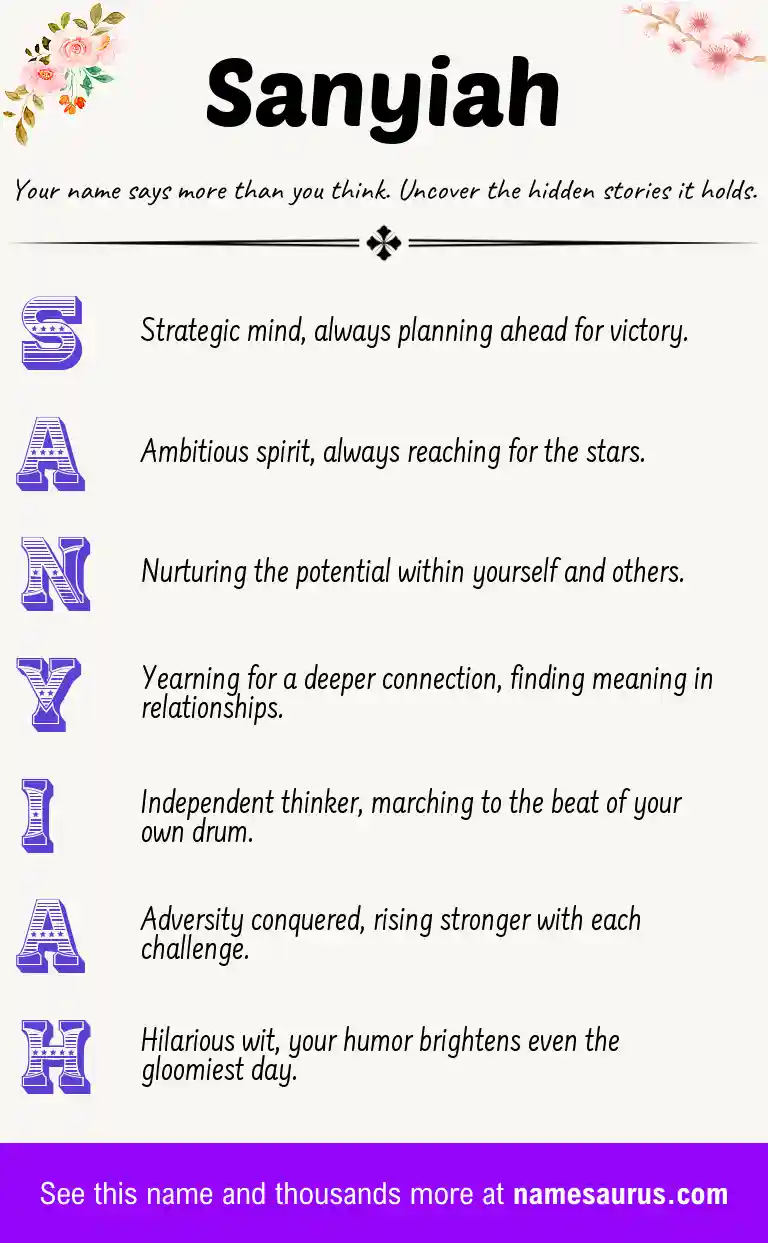 Acrostic poem about Sanyiah.