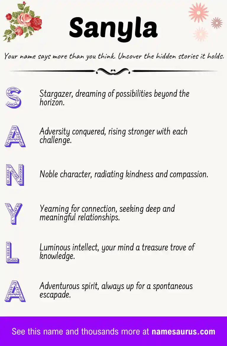 Acrostic poem about Sanyla.