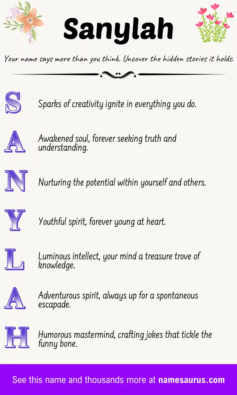 Acrostic poem about Sanylah.