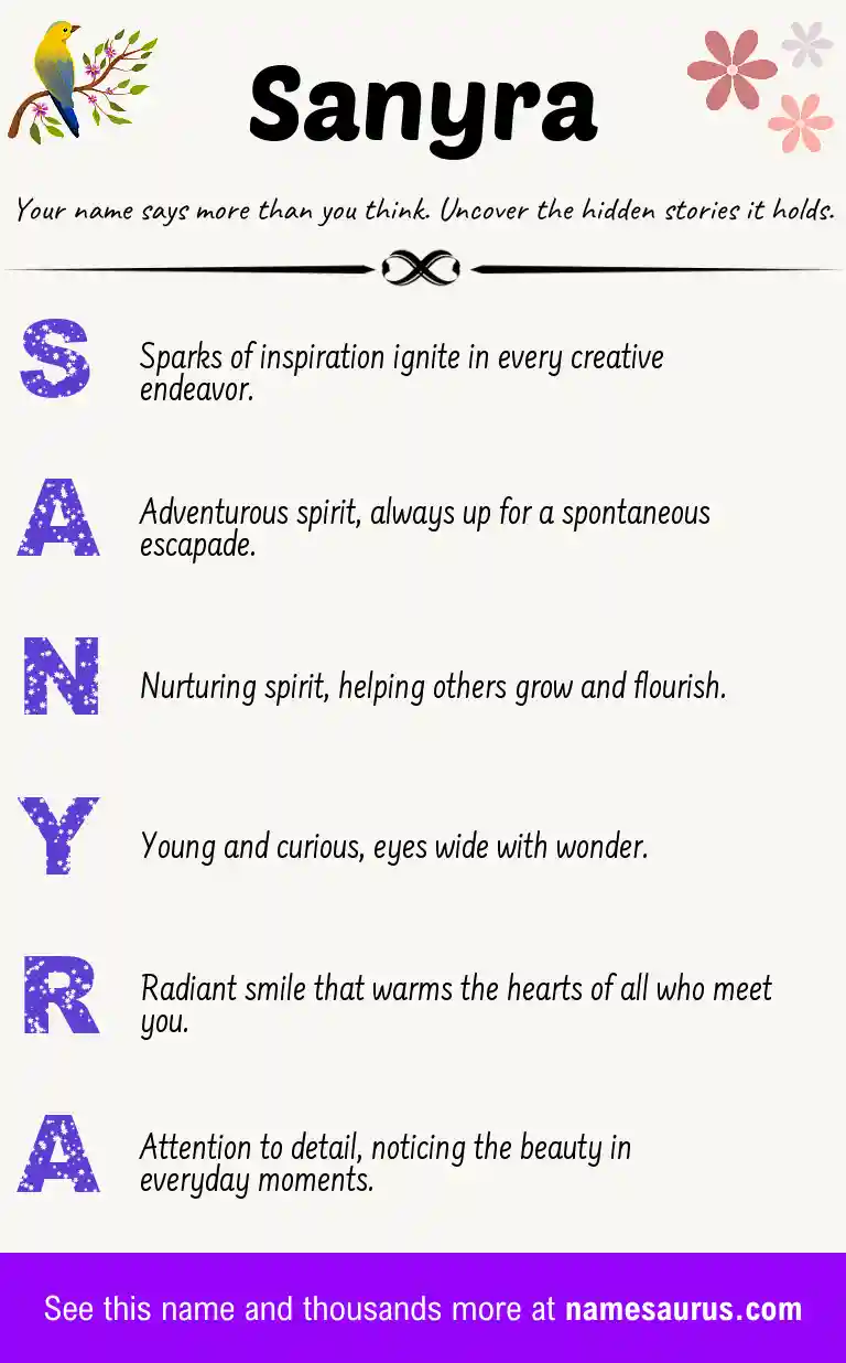 Acrostic poem about Sanyra.