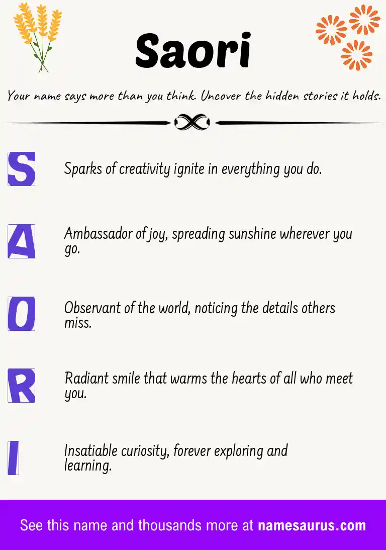 Acrostic poem about Saori.