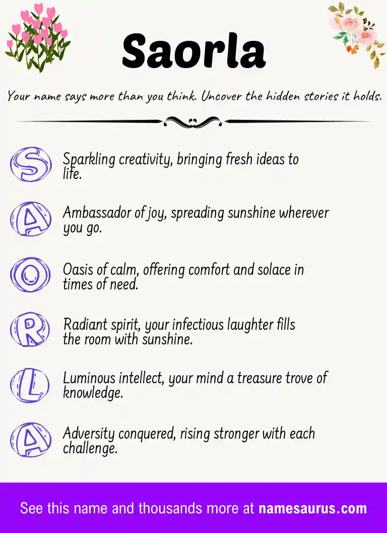 Acrostic poem about Saorla.