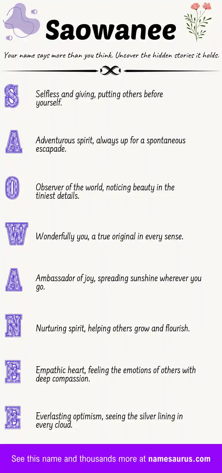 Acrostic poem about Saowanee.