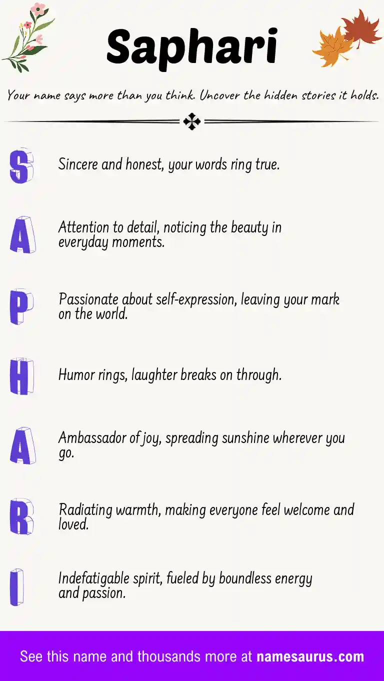 Acrostic poem about Saphari.