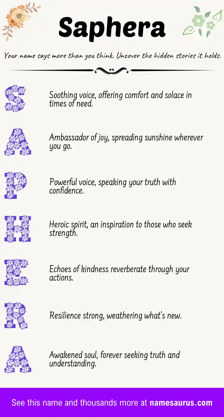 Acrostic poem about Saphera.
