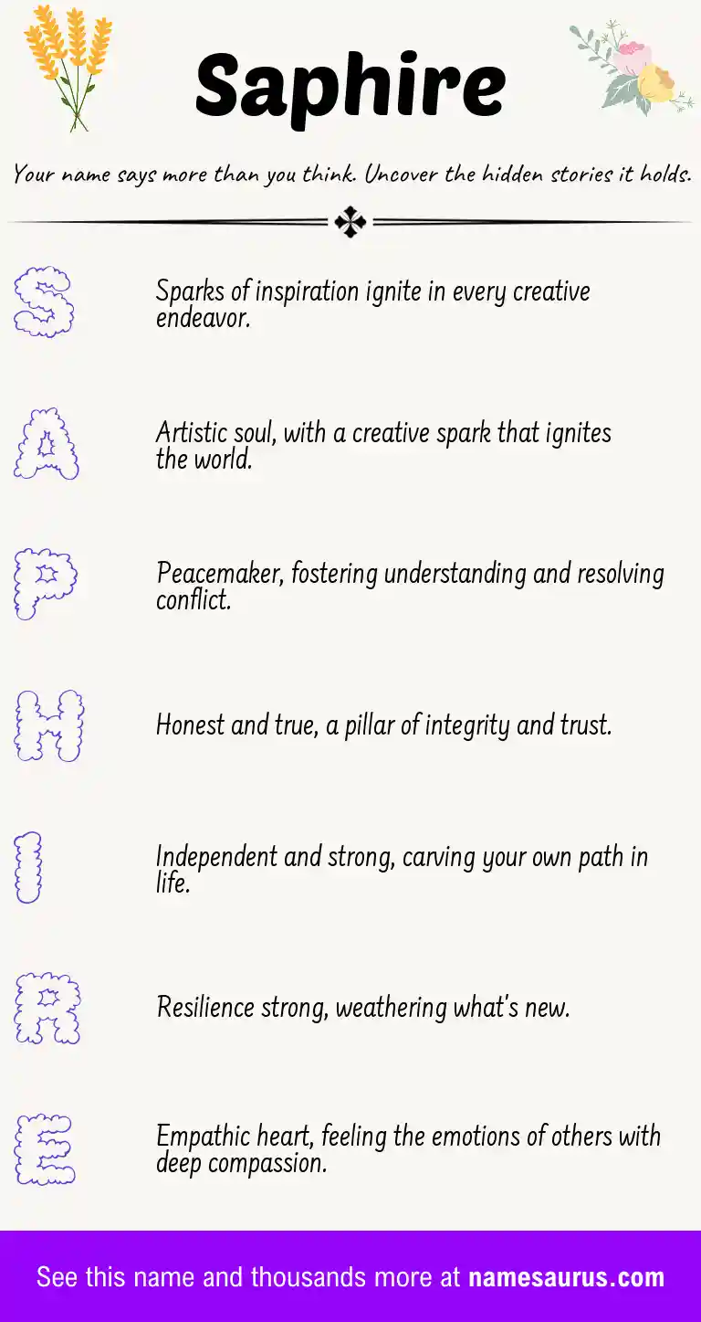 Acrostic poem about Saphire.